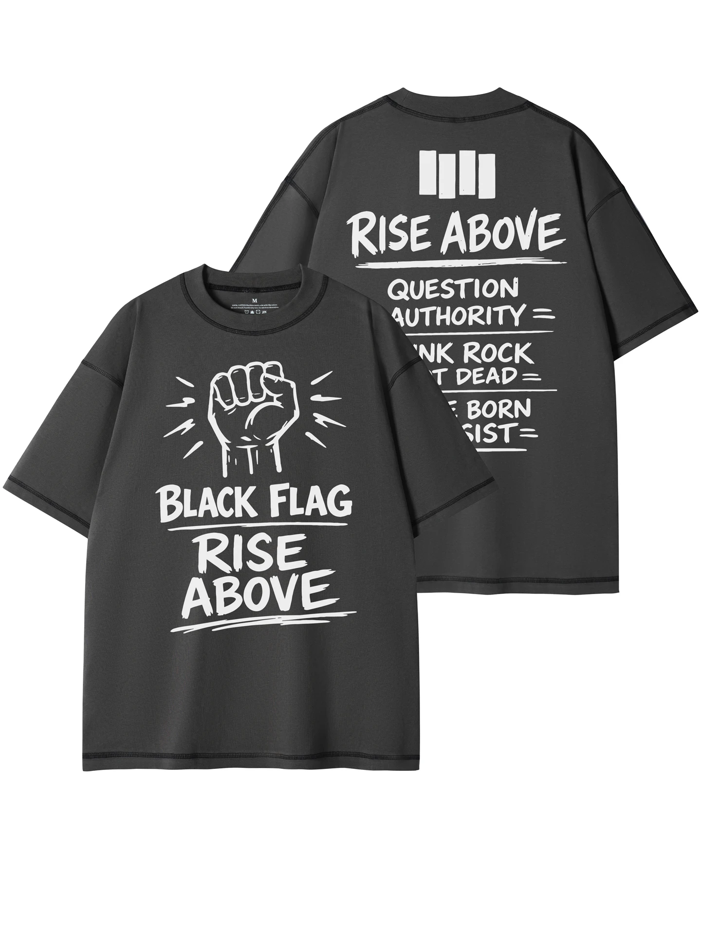 Black Flag Band Vintage American Street Design Loose Fit round Neck Pure Cotton Rock Short Sleeve T-Shirt Breathable Casual Tee