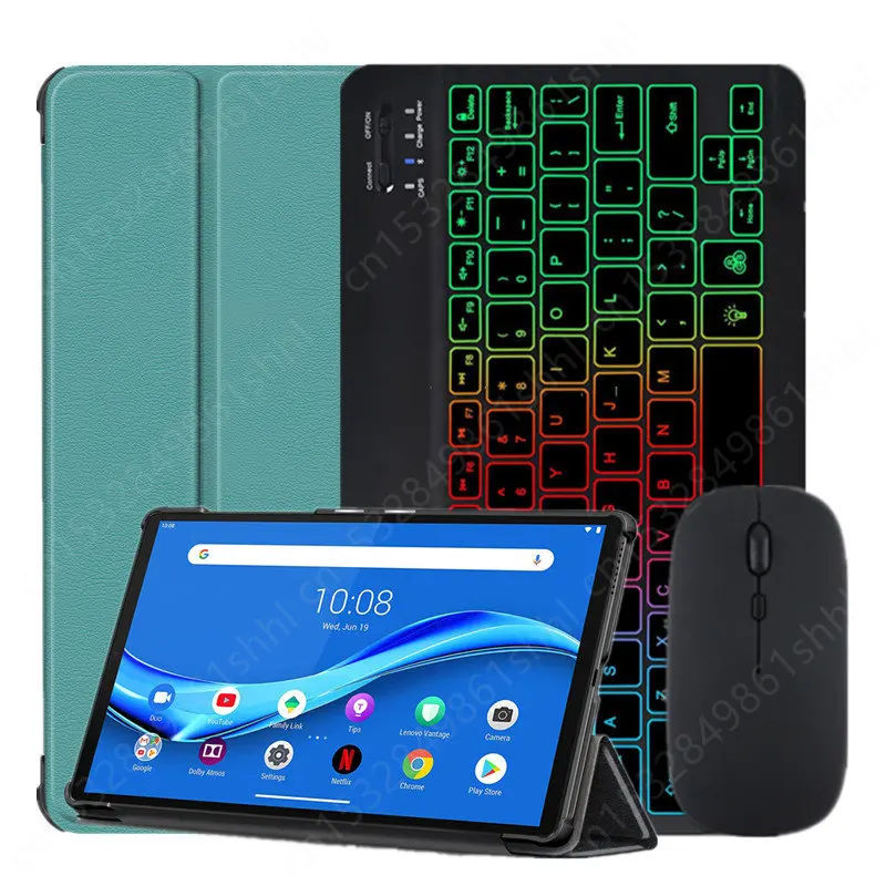 

Rainbow Backlight Keyboard Case for Lenovo Tab M10 Plus 10 3 TB-X606F X Tablet Case Russian Spanish Portuguese Keyboard Cover