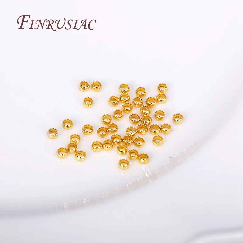 100 Stück 18K vergoldete Kugelperlen mit Crimp-Ende, Crimp-Perlen, 2mm 2,5mm 3mm Stopper-Abstandhalter-Perlen für DIY-Schmuckherstellung – Detail 25
