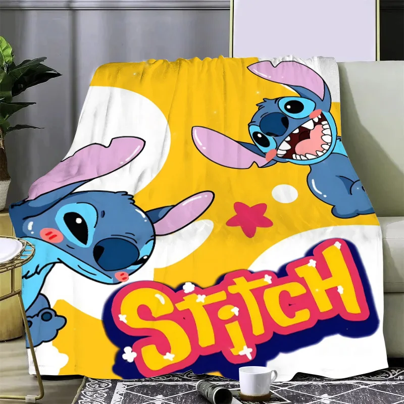 Cute Cartoon D-Disney Stitch Printed Blanket Picnic Blankets Warm Blanket Soft and Comfortable Blanket Home Travel Birthday Gift