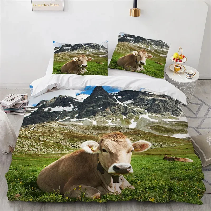 Farmhouse Animal Duvet Cover Deer Elk Bedding Set Microfiber Cow Comforter Cover Full Twin Queen for Kids Adult Teen Room Decor