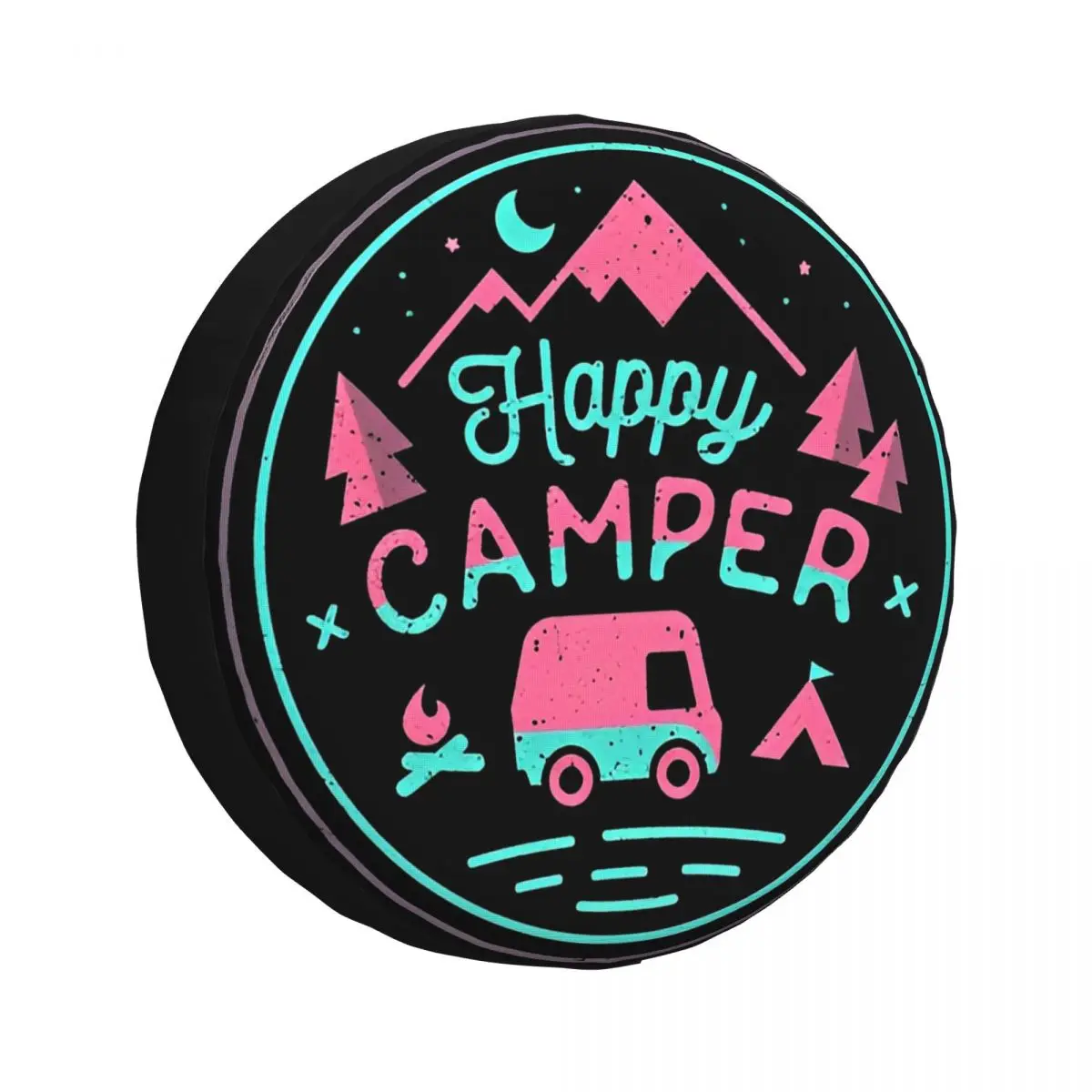 

Happy Camper Soft-top Classic Spare Tire Cover Car Wheel Cover Dust-Proof Universal Fit for Off-Road Vehicle