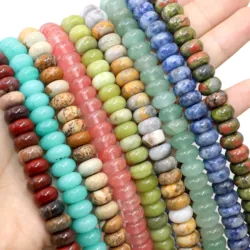 6x10MM Natural Stone Agates Jade Quartz Aventurine Flat Rondelle Loose Space Beads For Jewelry Making Diy Bracelet Accessories