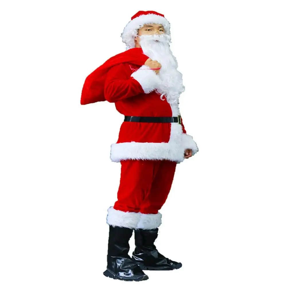 Papai Noel Cosplay Costume Set, Desempenho De Natal, Roupa De Fotografia, Incluindo Top Calças, Chapéu, Cinto Para Drama