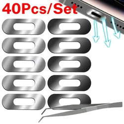 40/20/10Pcs Metal Charging Port Protective Film Stickers for IPhone 15 Pro/15 Pro Max/15 Plus Interface Anti-scratch Protectors