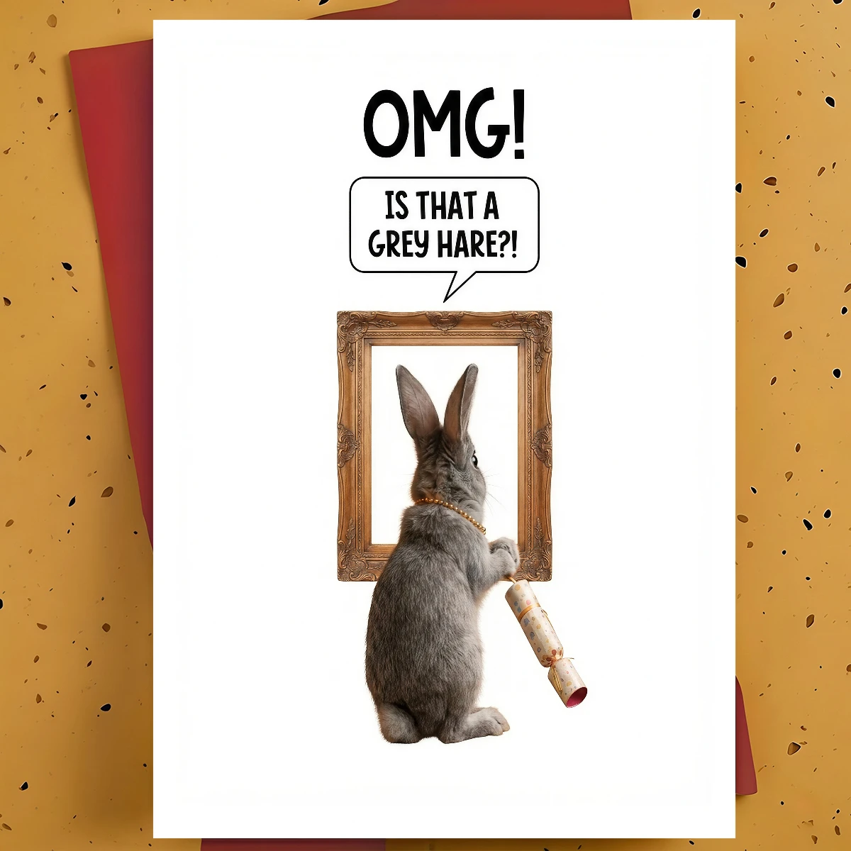 1 Fun Birthday Card for Friends, Colleagues, and Partners - Illustrated with a Gray Rabbit Photo