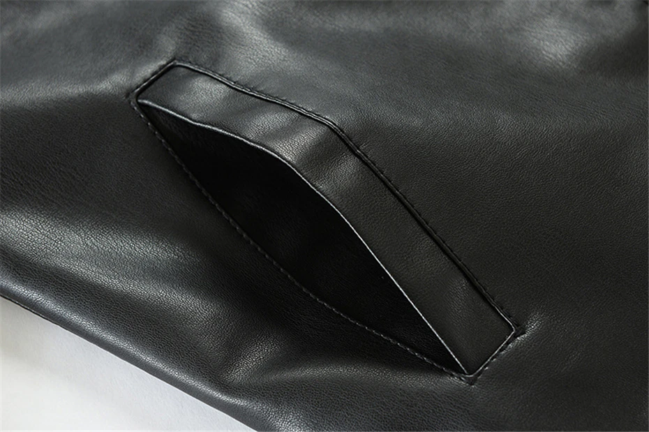 Casual Solid Color PU Jacket Men Motorcycle Biker PU Coat Spring Autumn Stand Collar Jackets Male Faux Leather Coats Black