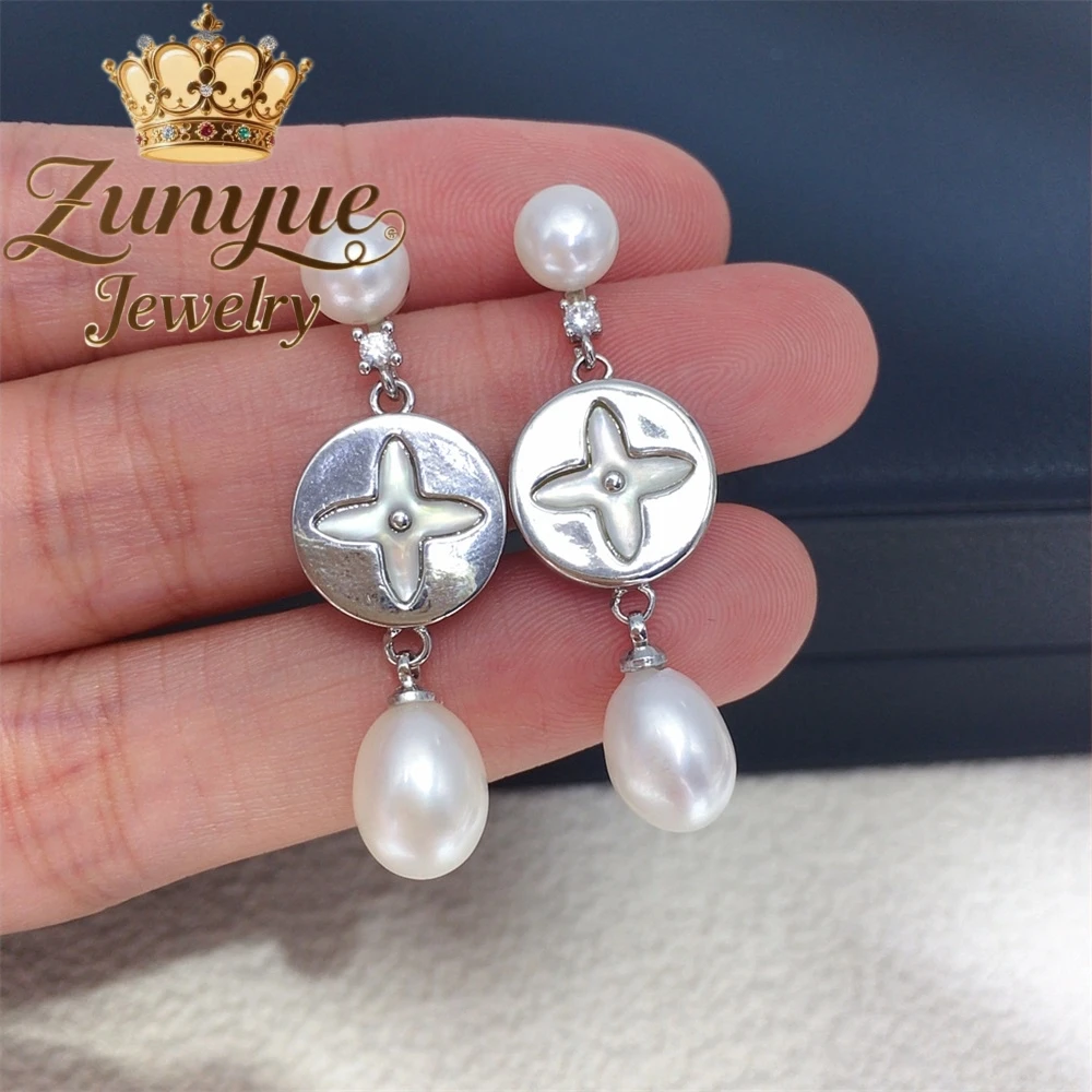 

Natural Freshwater Pearl Stud Earrings Retro Pearl Stud Earrings Luxury Quality Jewelry Exquisite Charms Elegant Fashion Popular