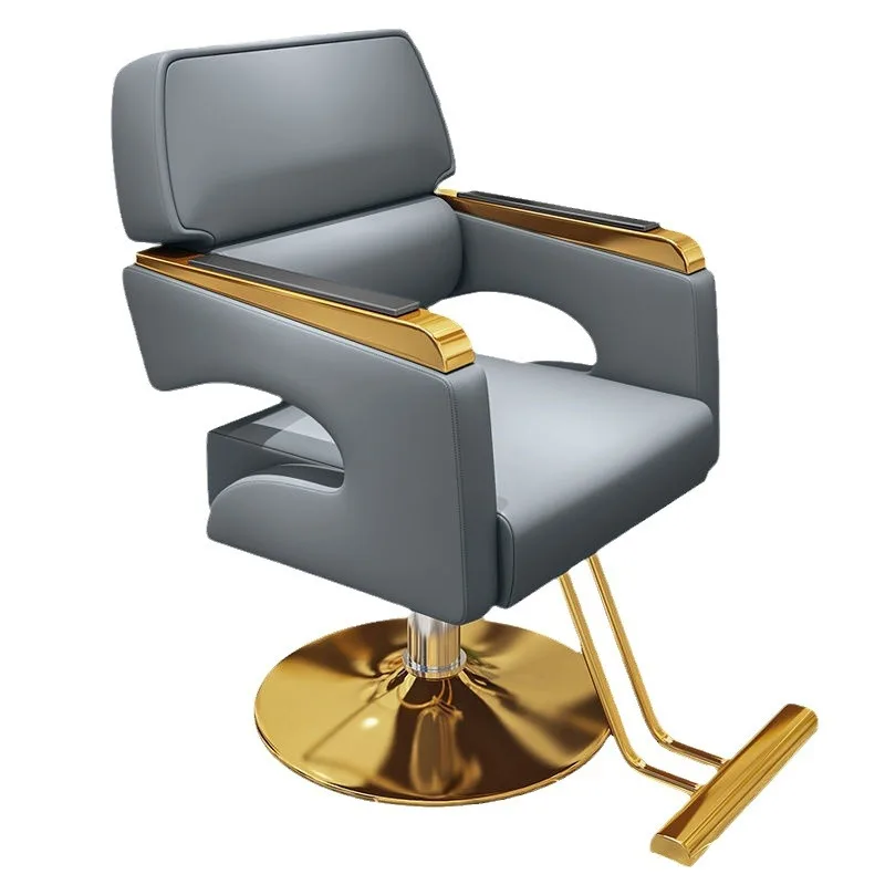 

High-End Barber Chair for Hair Salon Durable Iron and Dyeing Chair in Black Customizable Metal Design for Simple Hair Cutting