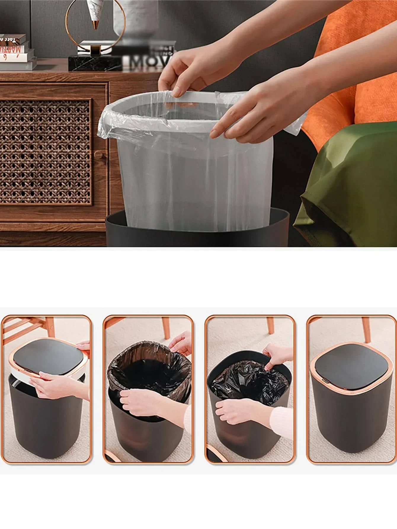 12L Smart Sensor Trash Can Bathroom Trash Can Garbage Bucket Automatic Trash Bin Kitchen Toilet Smart Bin Home Wastebasket