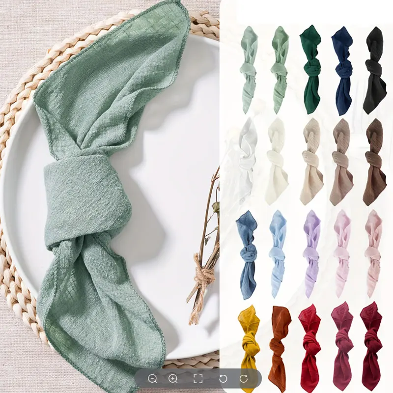 Paquete de 2/4/6 Servilletas de Tela Crepé de Gasa Verde Salvia de 32x32cm, Tela de Algodón Puro, Decoración para Bodas, Uso Diario, Servilleta para Cena o Té