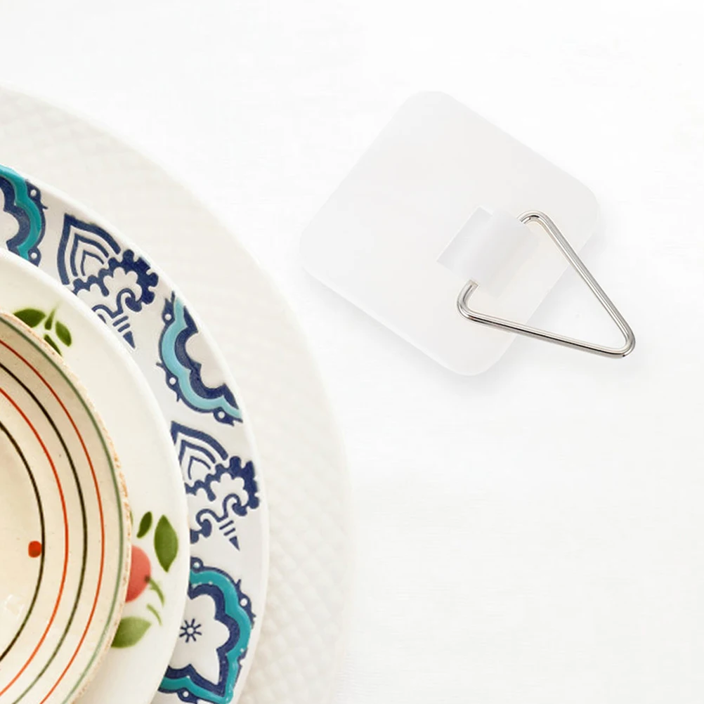 

25pcs Wall Plate Hangers for Decorative Plates Adhesive Hooks Triangle Design Easy Install Small Holders