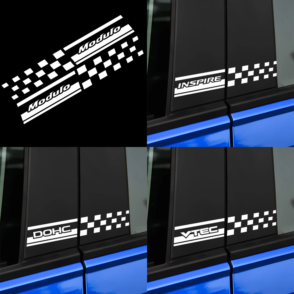 2PCS Car Side Window B Pillar Sticker for Honda Mugen Civic Modulo XR-V UR-V Legend Dohc City Typer Vezel SI RR Insight Vtec etc