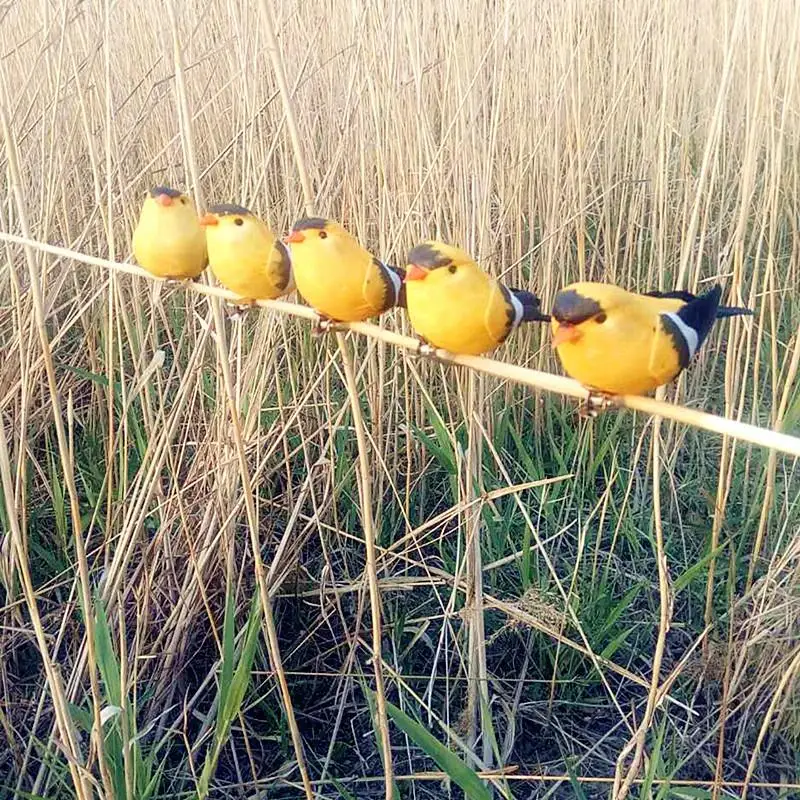 1/3 PCS Artificial Golden Oriole Birds With Realistic Feather Attachable Clip Perfect For Home Garden Tree Party Decoration