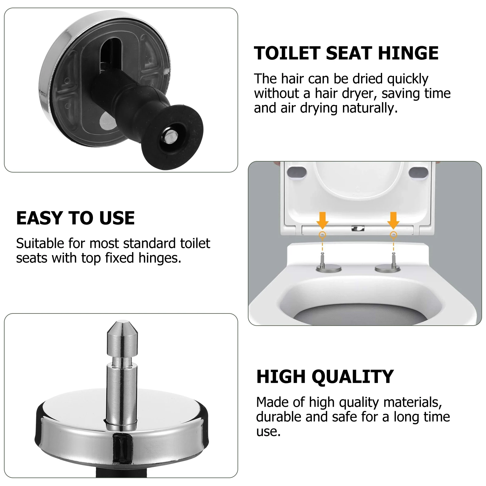 

2 Pcs Hinges Toilet Lid Seat Fixing Fitting Kit Suite Repair Tool Fittings Quick Release