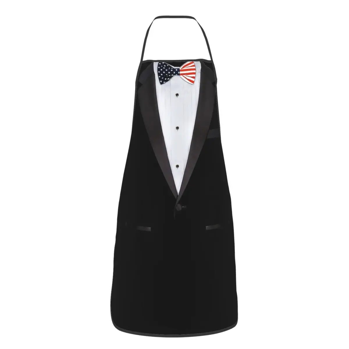 Realistic American Tuxedo Shirts With USA Bow Tie Apron Chef Cooking Cuisine Tablier Bib Kitchen Cleaning Pinafore for Women Men