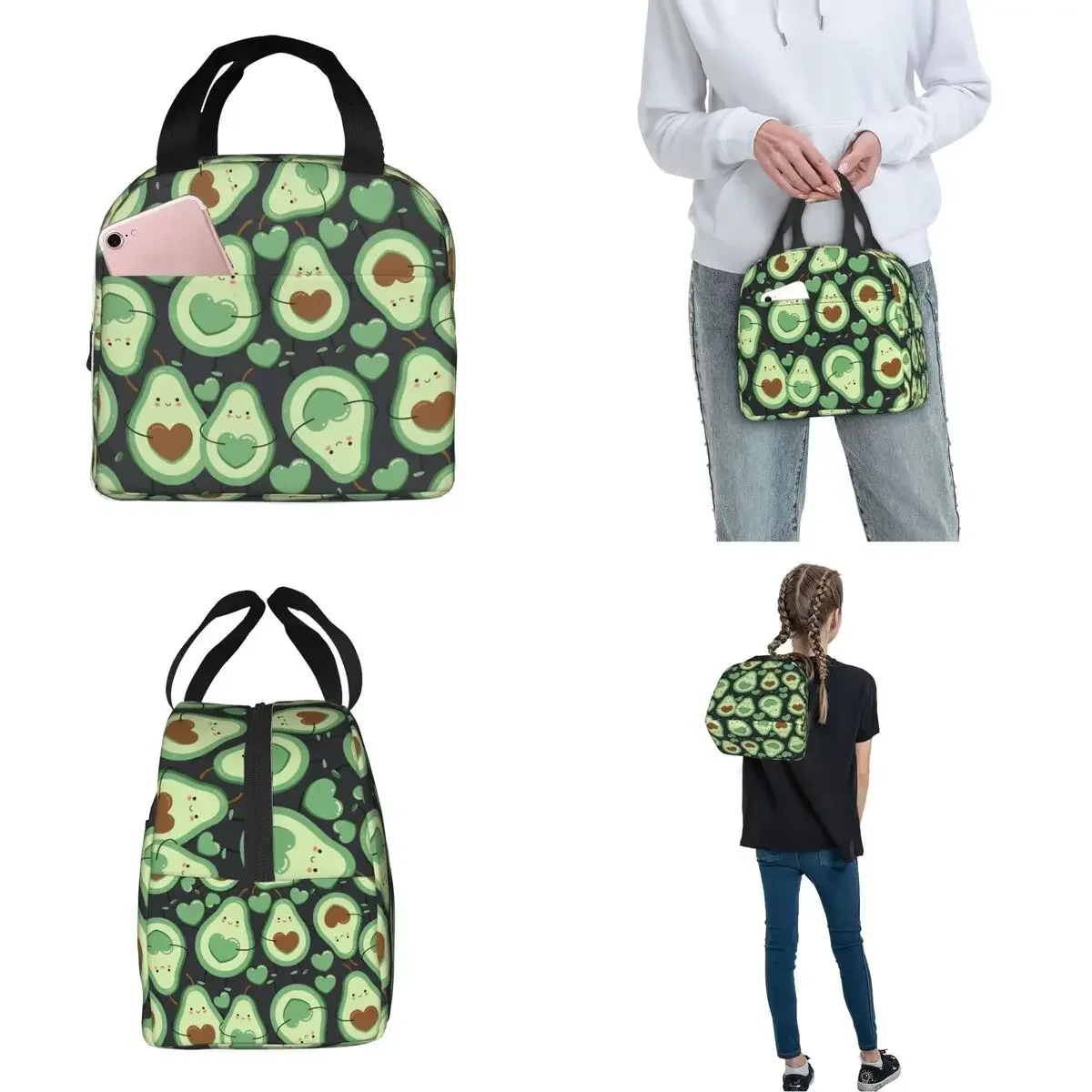 لطيف الأفوكادو الفاكهة معزول أكياس الغداء حقيبة حرارية وجبة الحاويات مانعة للتسرب حمل علب الاغذية الغذاء حقيبة الشاطئ نزهة #3