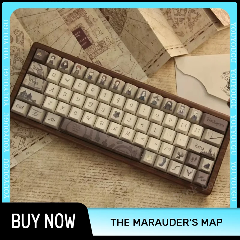 Marauder's map 체리 Kca 프로필 개인 맞춤형 커피 색상 Pbt 키캡, 사무실 데스크탑 키보드용