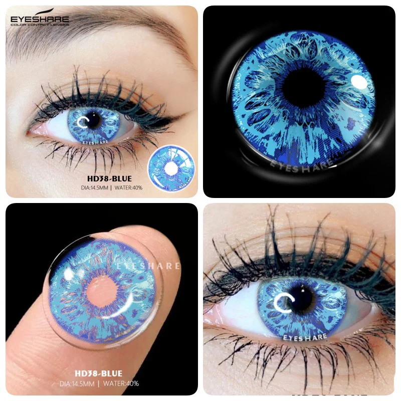 EYESHARE 1 Pair Halloween Colorful Contact Lenses Anime Cosplay Eye Lenses Multicolored Lenses Blue Eye Lenses Yellow Lenses