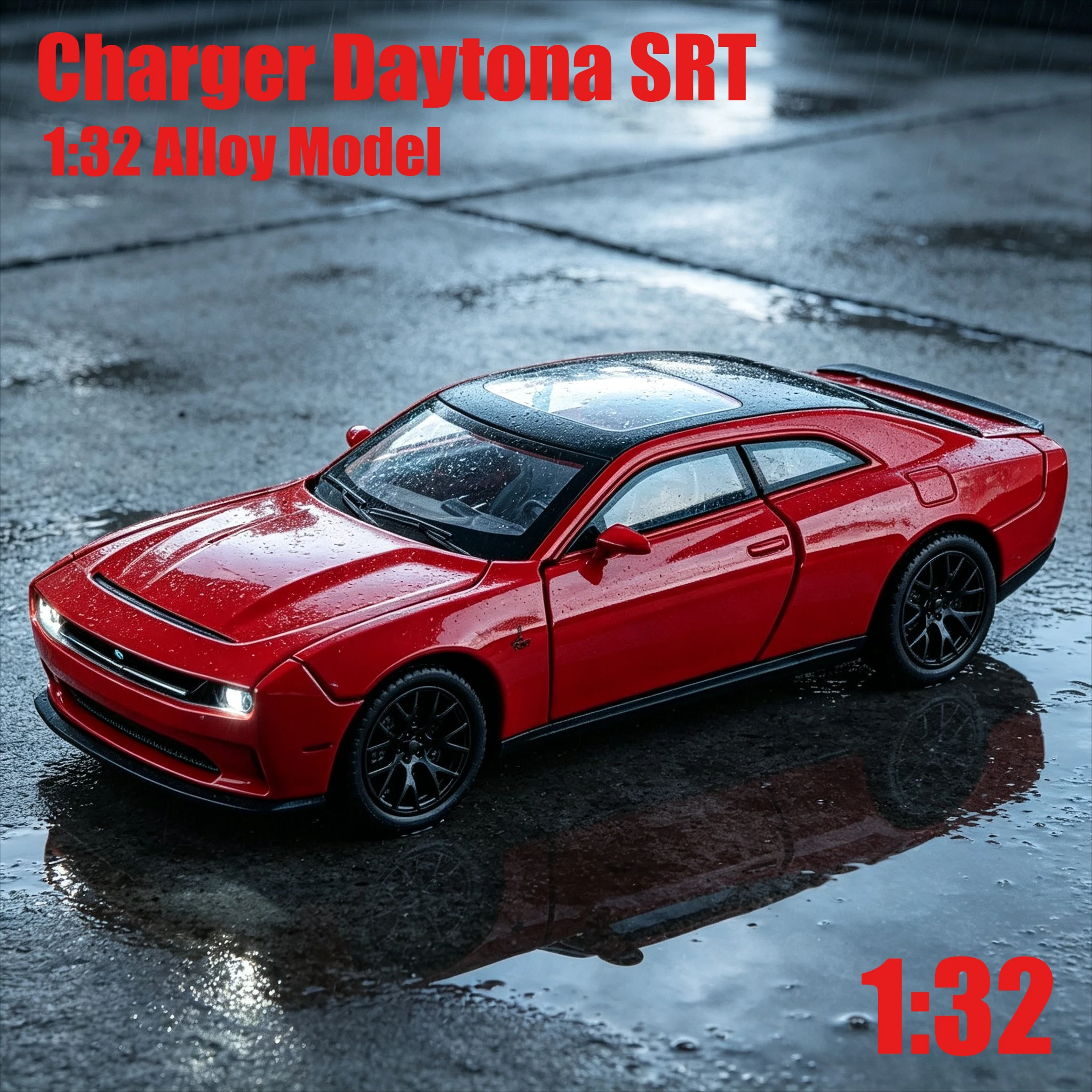 1:32 Charger Daytona SRT Simulation Alloy Car Model Sound and Light Effect Pullback Desktop Ornament Toy Gift