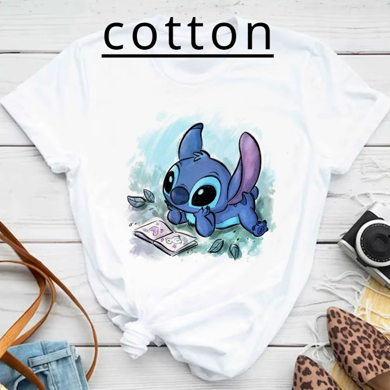 Summer Disney Kawaii Lilo Stitch Funny Cartoon Children Cotton T Shirt Stitch Cute Manga Graphic Kid Tshirt Streetwear Top Tees