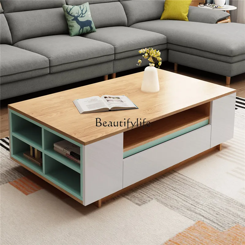 

Modern simple log color economical TV cabinet living room small apartment coffee table