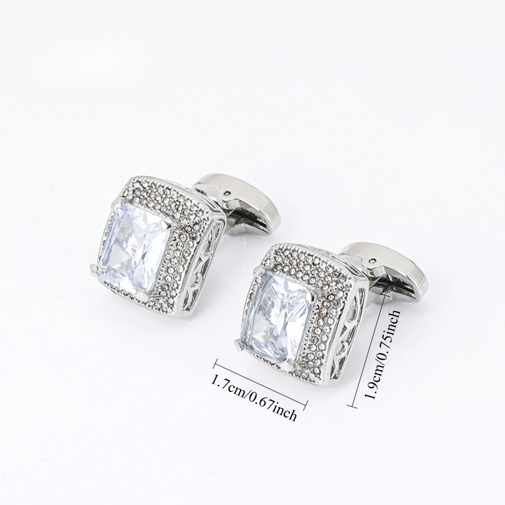 Exquisite Retro Carved Cufflinks Square Full Diamond Zircon Sleeve Nail Business Formal French Shirt Accessories Decoration