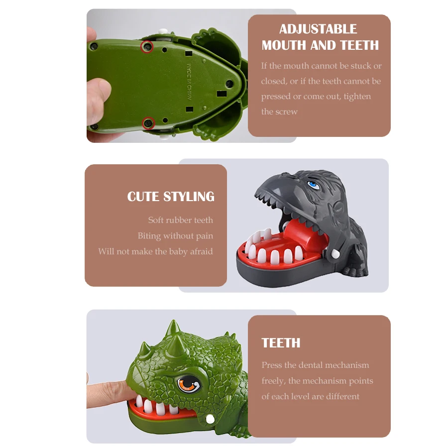 ألعاب أصابع عض أسنان الديناصورات، لوحة سطح الطاولة لطبيب الأسنان، لعبة صعبة آلية عشوائية هدايا للأولاد والبنات لون عشوائي