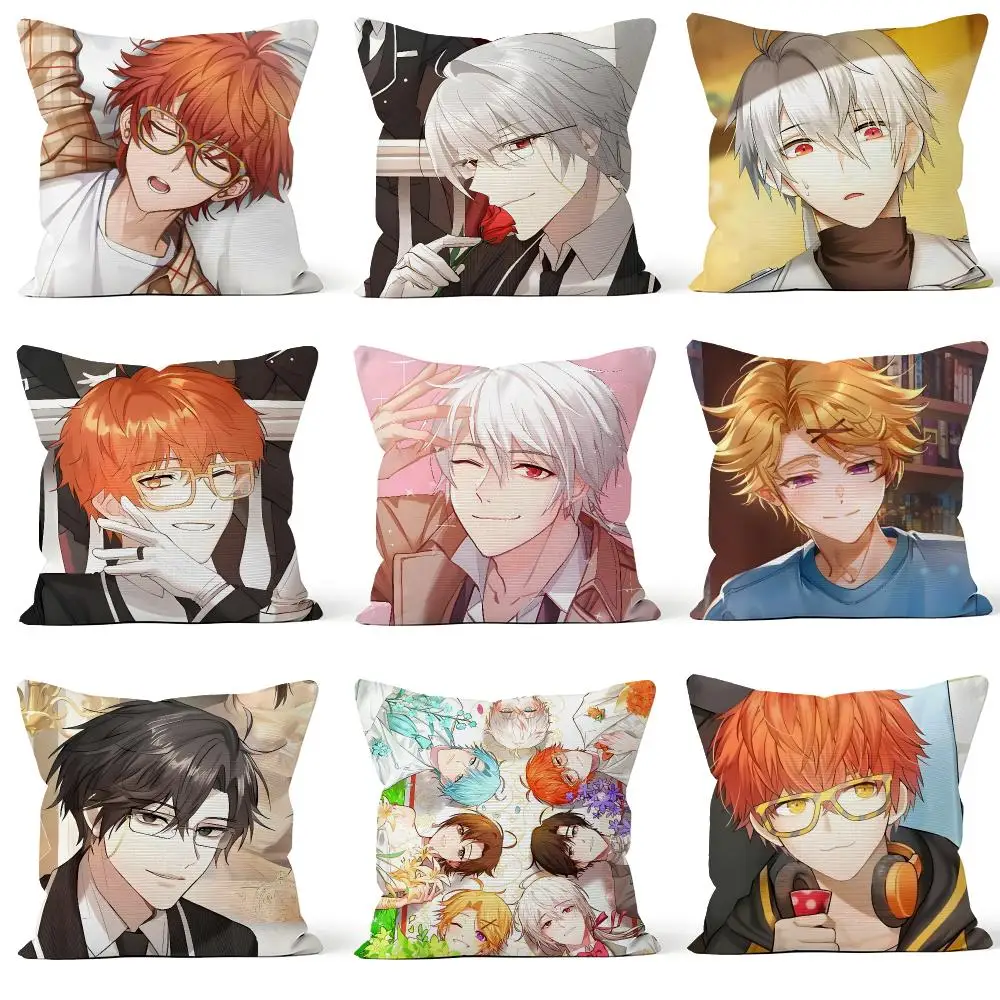 Game Mystic Messenger MysMe 707 Saeran Cushion Cover Throw Pillow Soft Short Plush Cozy Durable For Sofa Bedroom Home Decor Gift