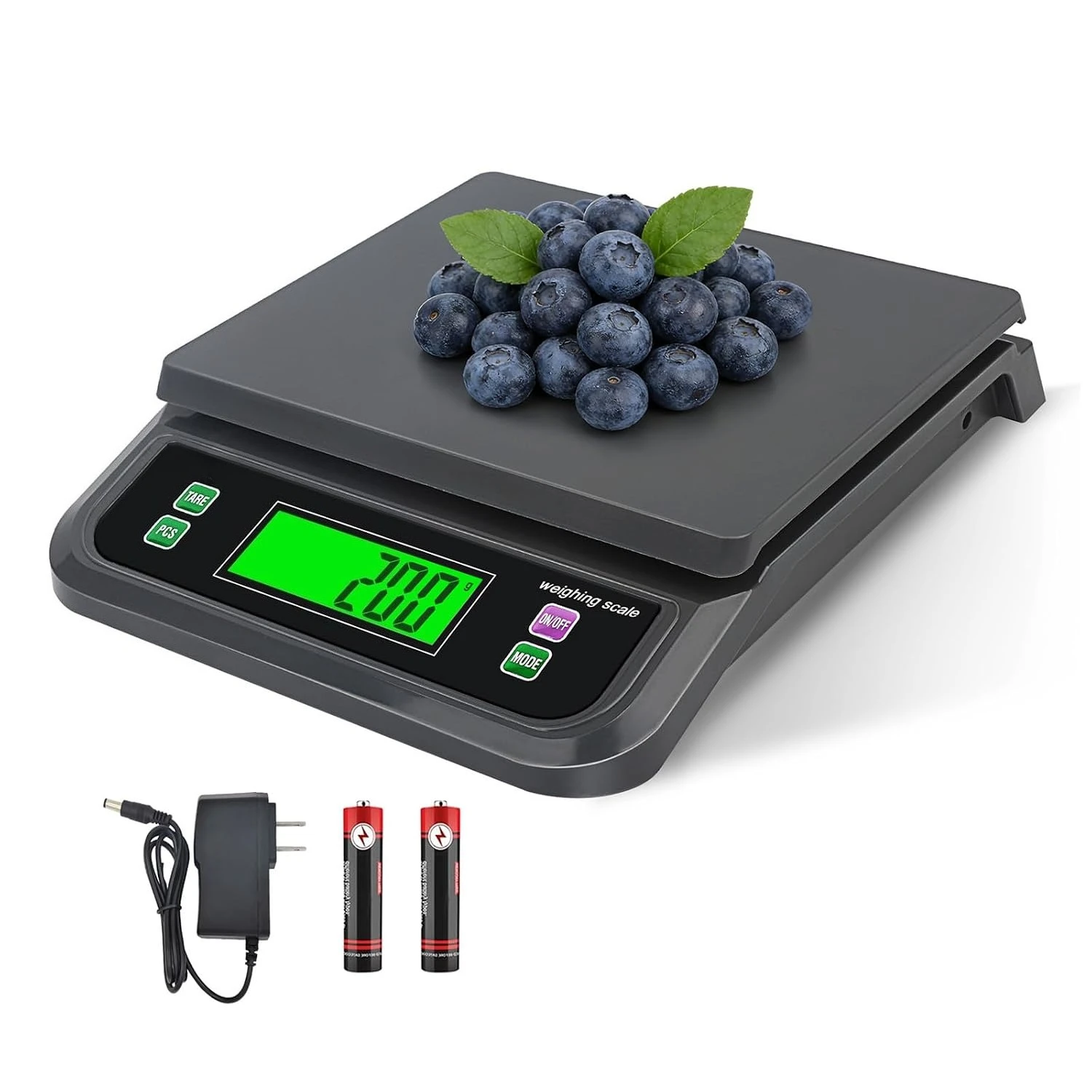 66LB 30kg Large Digital Kitchen Scale Food Scale,with Tare and Prep Counting LCD Display with Adapter, 6 Unit (Grey, 30kg)