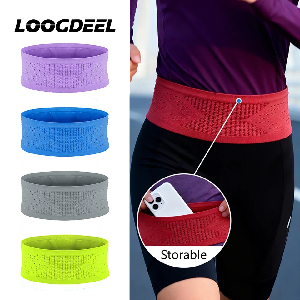 

Спортивная поясная сумка LOOGDEEL, дышащая поясная сумка с карманом, бесшовная, невидимая, эластичная, многофункциональная, для телефона, фитнеса, бега, легкая