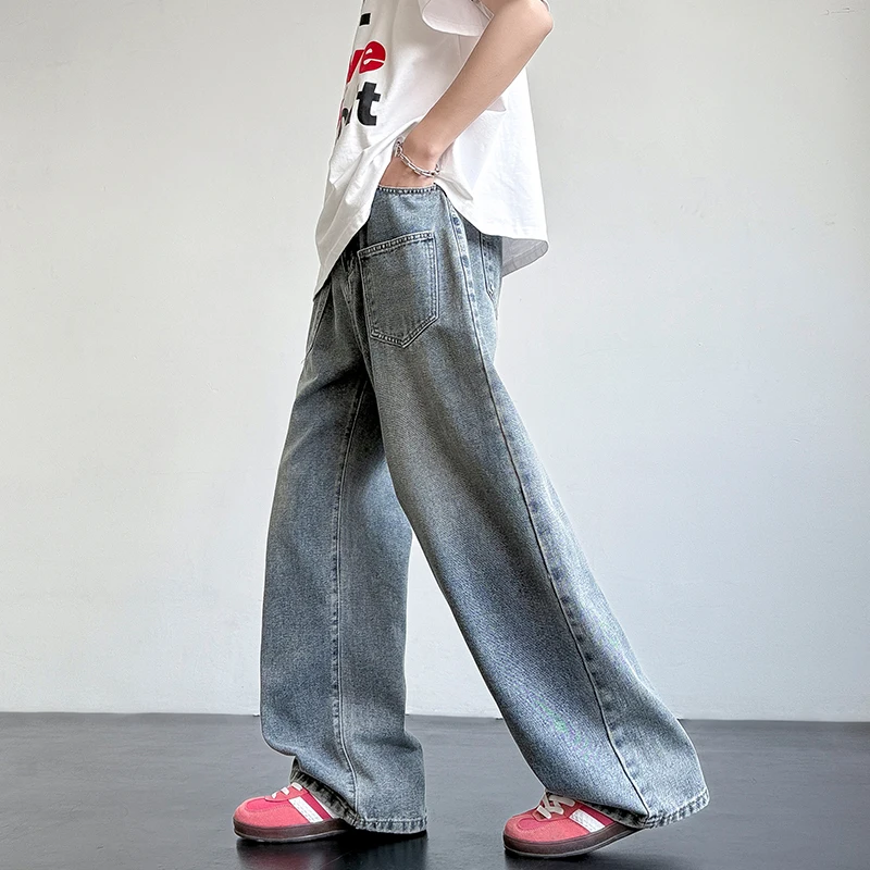 

2025 Men's Autumn Straight Jeans Fashion Loose Vintage Personality Korean Wide Trousers Casual Male Denim Pants Streetwear