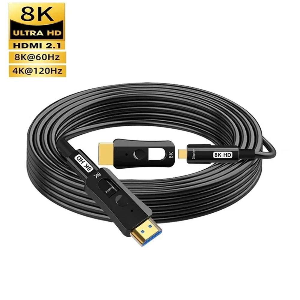 8K gwintowany kabel optyczny kompatybilny z Micro HDMI 2.1 kabel światłowodowy szybki 48 gb/s 8K @ 60Hz 4K @ 120Hz dla kamery cyfrowe Tablet