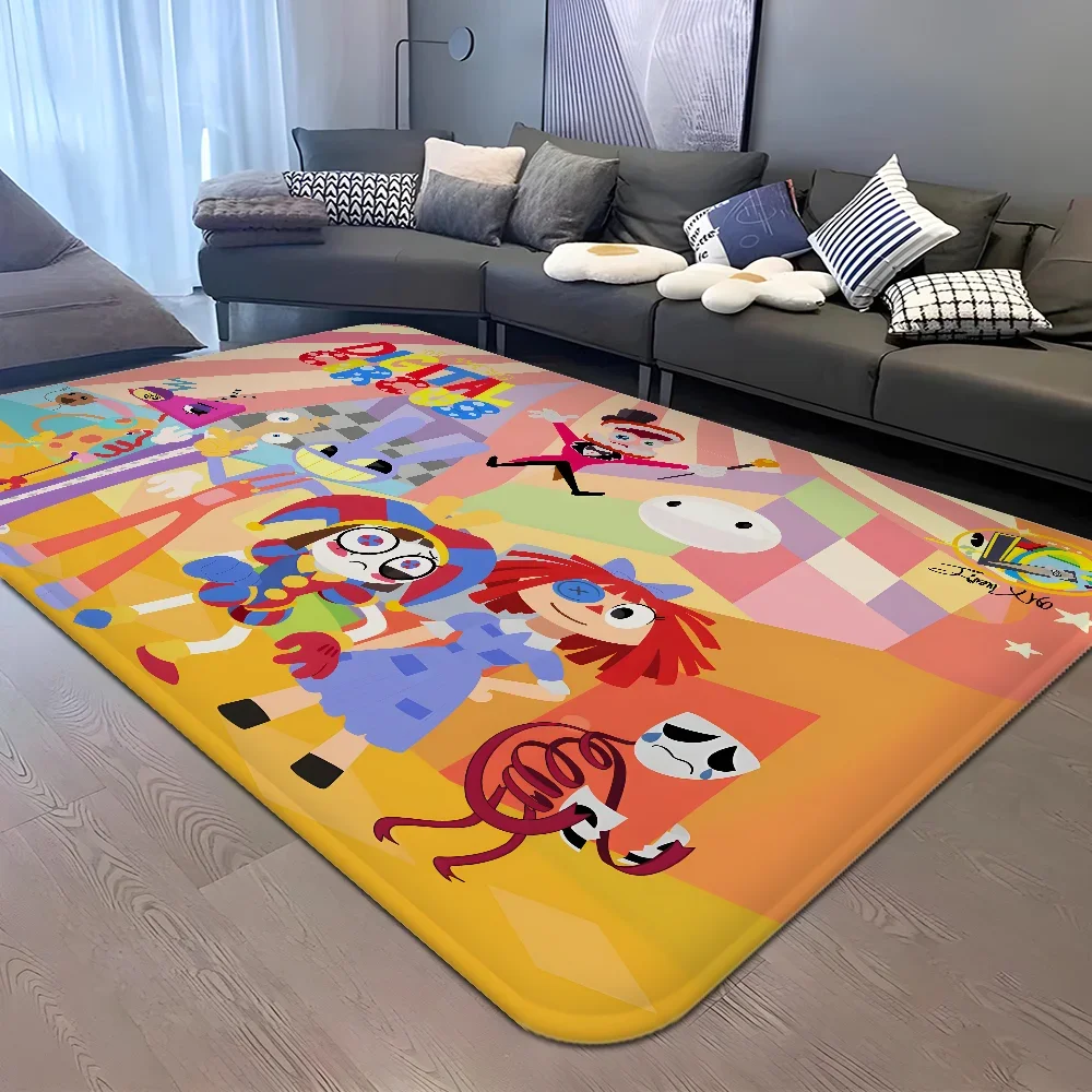 Cartoon A- Amazing Digital Circus Printing Entrance Door Mat Washable Non-Slip Living Room Sofa Chairs Area Mat Kitchen Welcome