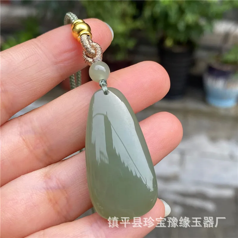 Natural Hetian Wushi Level Peace Drop Jadeite Jade Pendant Men and Women