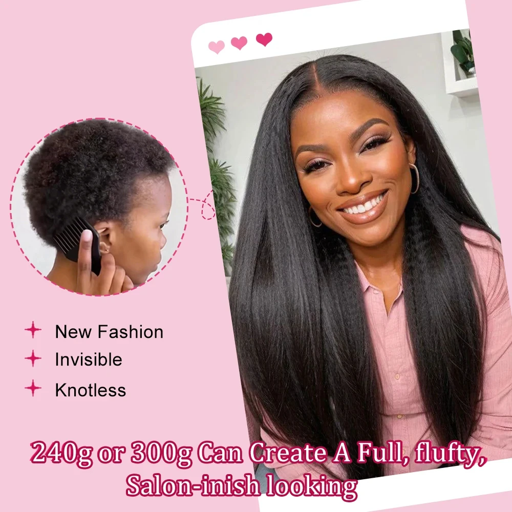 

Kinky Straight Feather Crochet Human Hair Extension Pre Separated Knotless Reusable Pre Looped Crochet Human Hair Yaki Straight Human Hair Bundles 240g