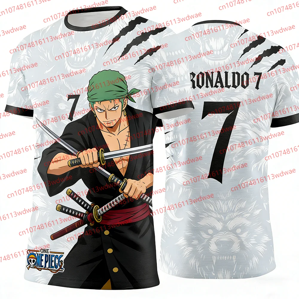 

Мужская цельная футболка Zoro Ronaldo 7, трикотажная футболка с изображением аниме, футбольный фанат, крутая рубашка с принтом для мальчиков, молодежная повседневная одежда