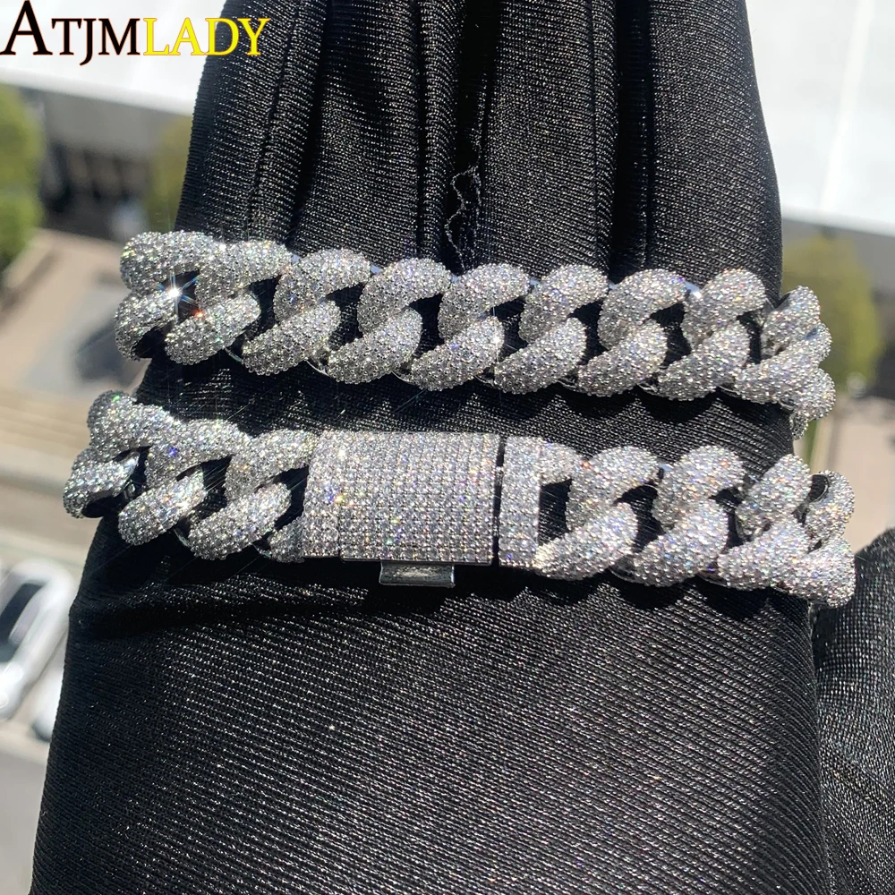 Men Hip Hop Iced Out Cubic Zirconia Cuban Chain Bracelets Luxury Paved Bling 5A CZ Link Chain Bracelet Punk Rapper Jewelry