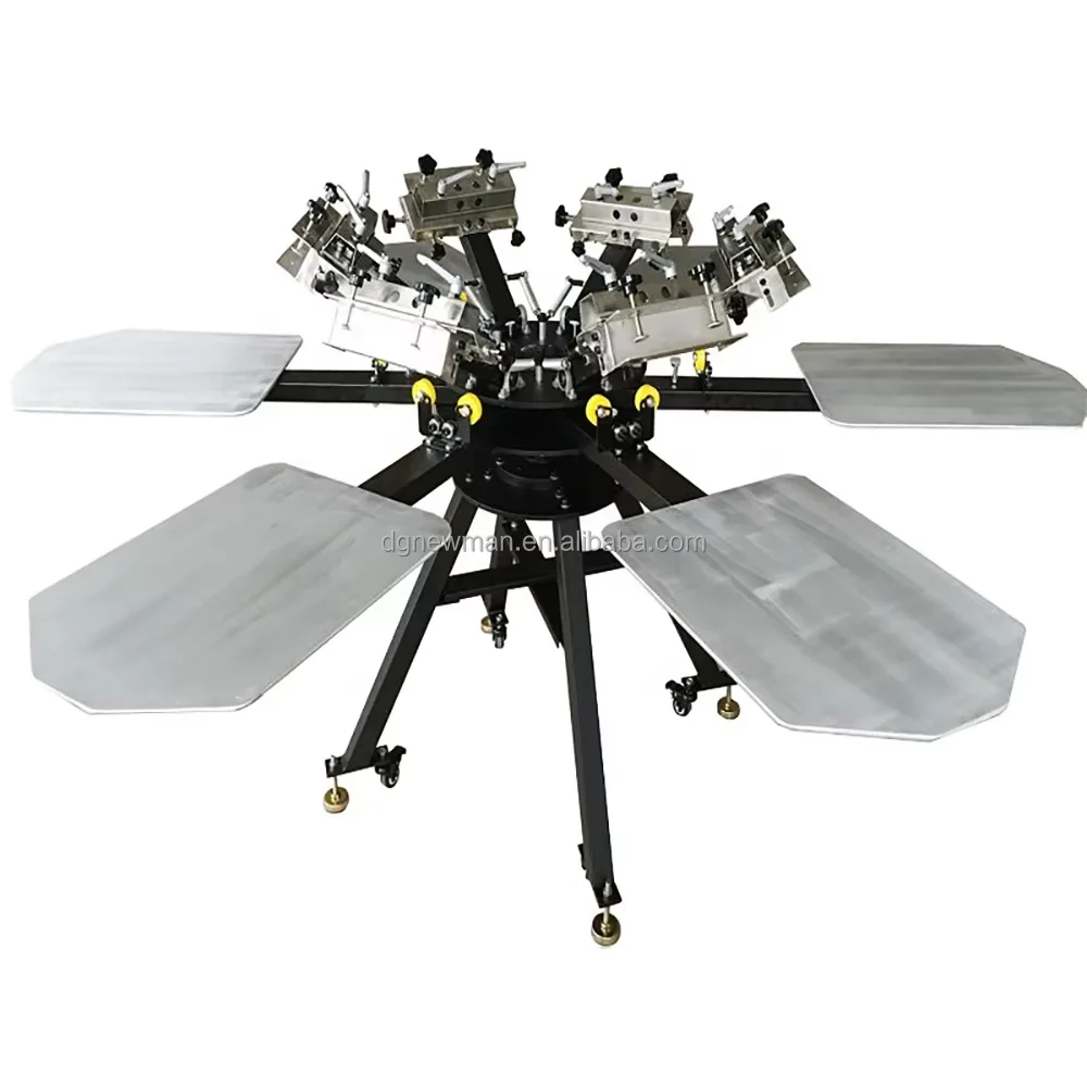 Carousel micro-adjustment 6-color flat screen printing machine for fabric and garment printing