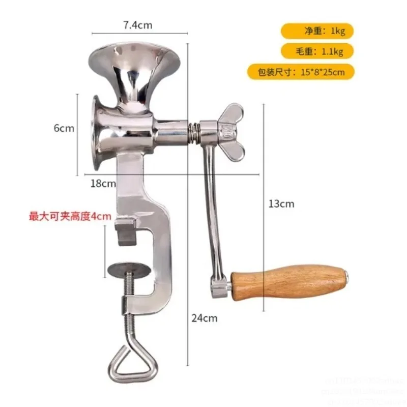 Classic Full Stainless Steel Manual Grain Mill Seed Nut Spice Fine Grinder Kitchen Milling Process Use
