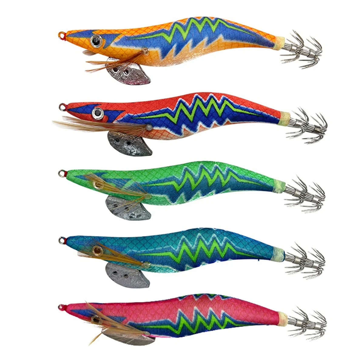 A71P Leuchtende Garnelenhaken aus Holz, Explosionshaken, Meeresangeltuch, Garnelenhaken aus Holz, Luya-Köder, japanische Garnelen