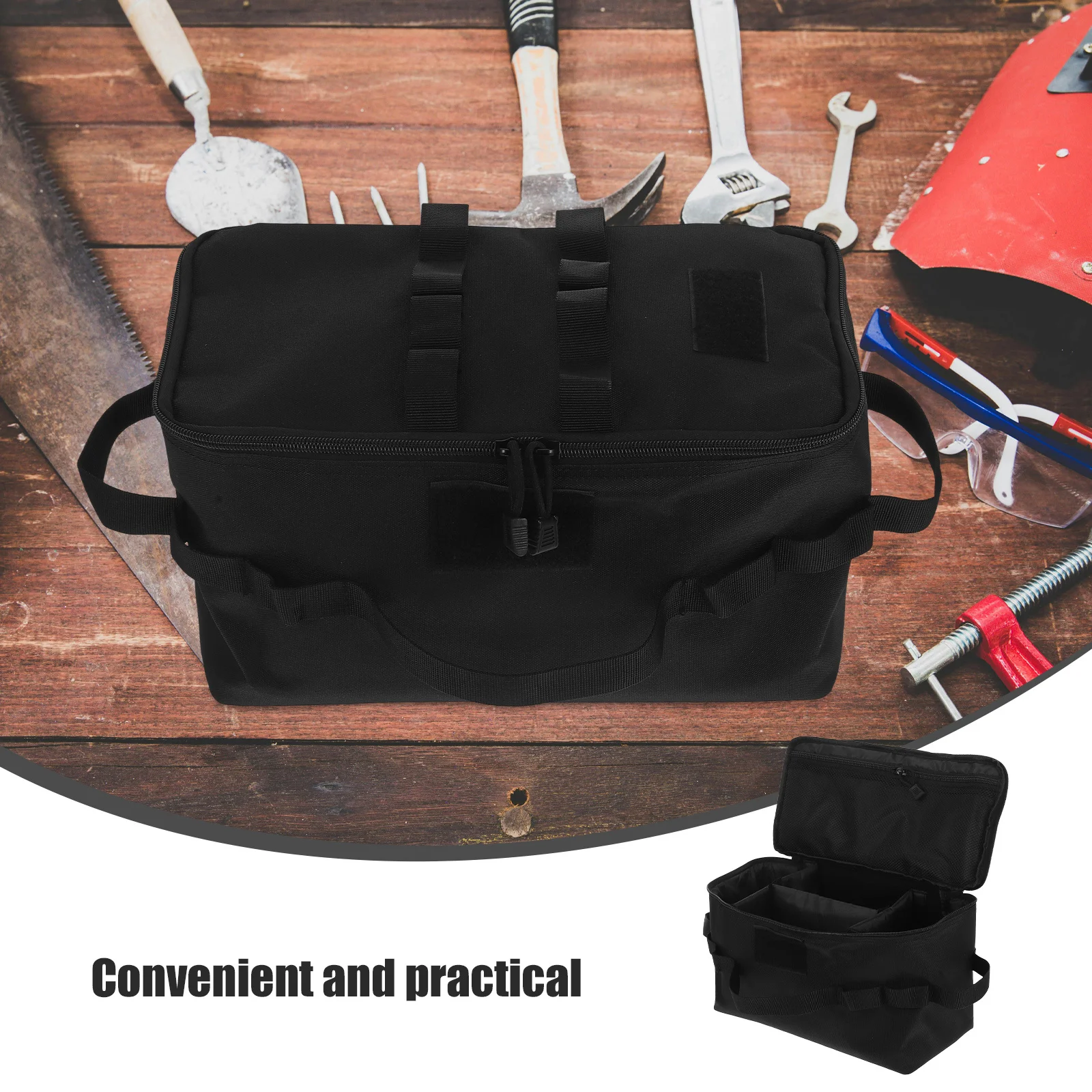 

Foldable Portable Tools Bag Organizer Tote Large Capacity Oxford Cloth Handbag for Craftsmen Travel Camping Storage Organizer