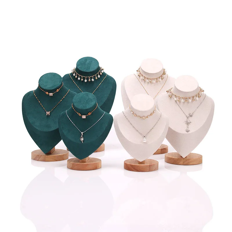 Jewelry Bust with Wooden Base Display Holder Stand Display Necklace Mannequin Model for Bedroom Retail Stores Countertop Shows