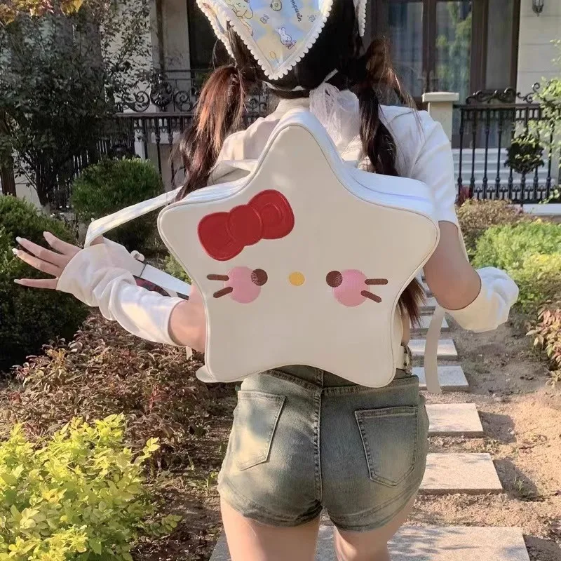 MINISO Cute Creative Pentagram Large Capacity Backpack Hello Kitty Backpack Backpack Kids  Kids Bags for Girls