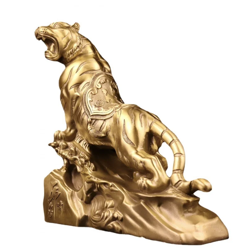 Copper Ornament Home Zodiac Tiger Craft for Opening Ceremony, , Office Desktop, Living Room Decoration Gift