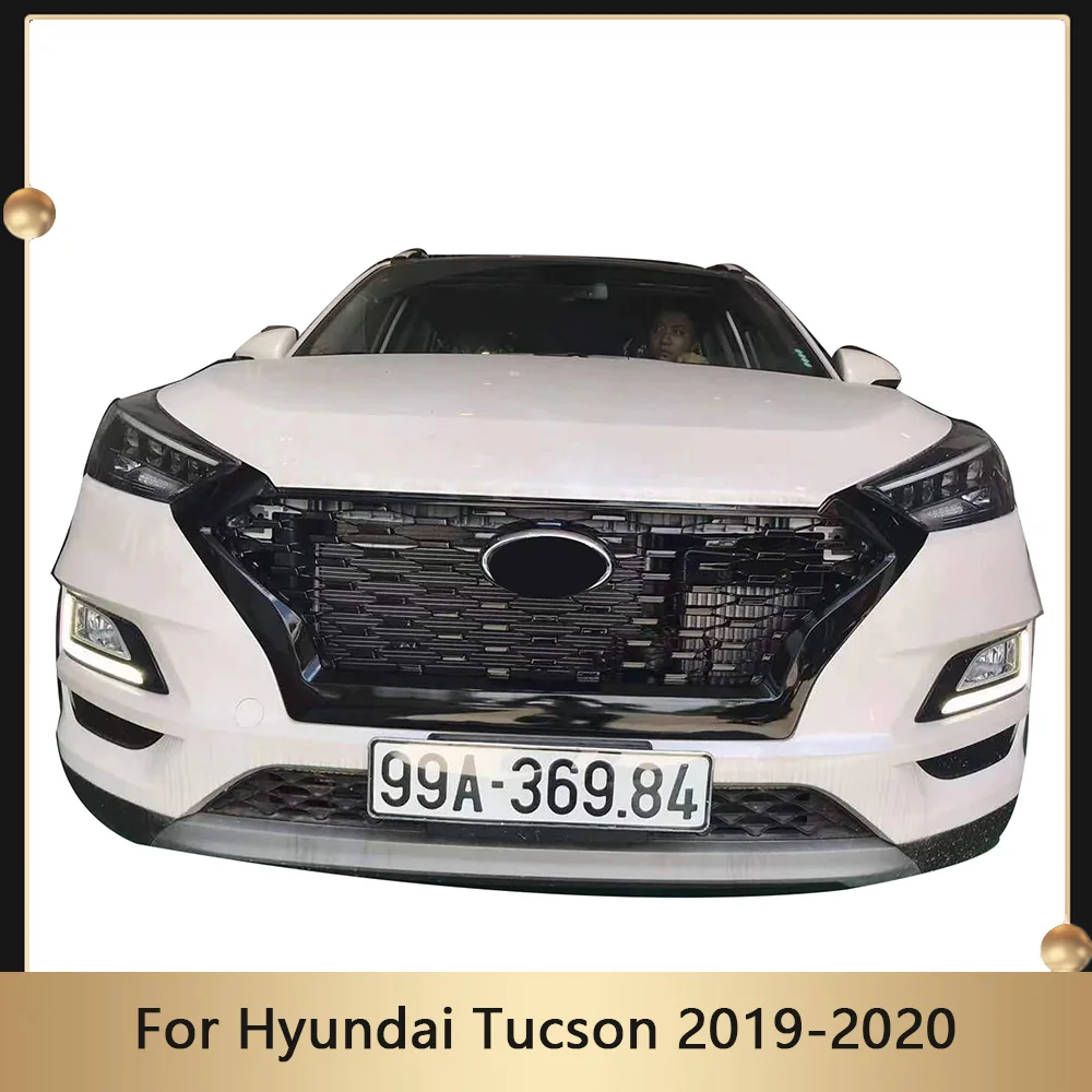 Modifie Car Bumper Grill For Hyundai Tucson 2019 2020 Front Racing Grille Mesh Grills Gloss Black Silver Grille High Quality