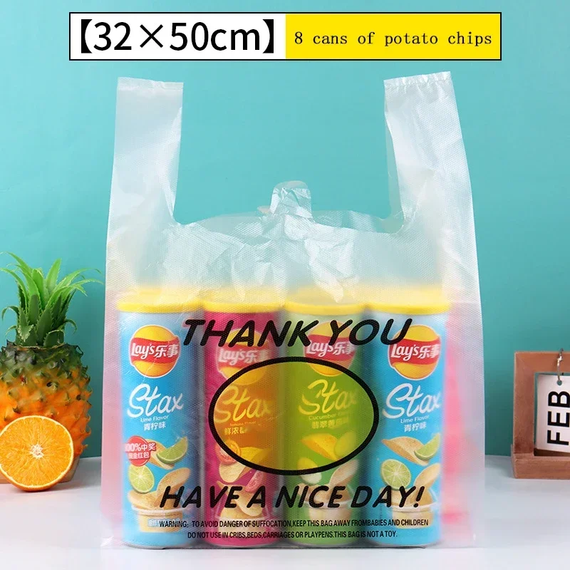 Plastic Food Storage Bags with Handle Supermarket Grocery Shopping Bag Useful Shopping Bag Kitchen Storage Basket 3 Sizes 50 Pcs