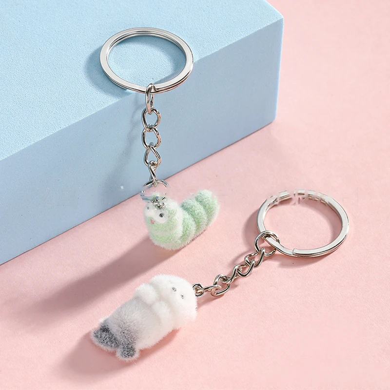 Creative Three-dimensional Caterpillar Sea Otter Keychain Pendant Car Key Ring Exquisite Backpack Decoration Accessories Gifts