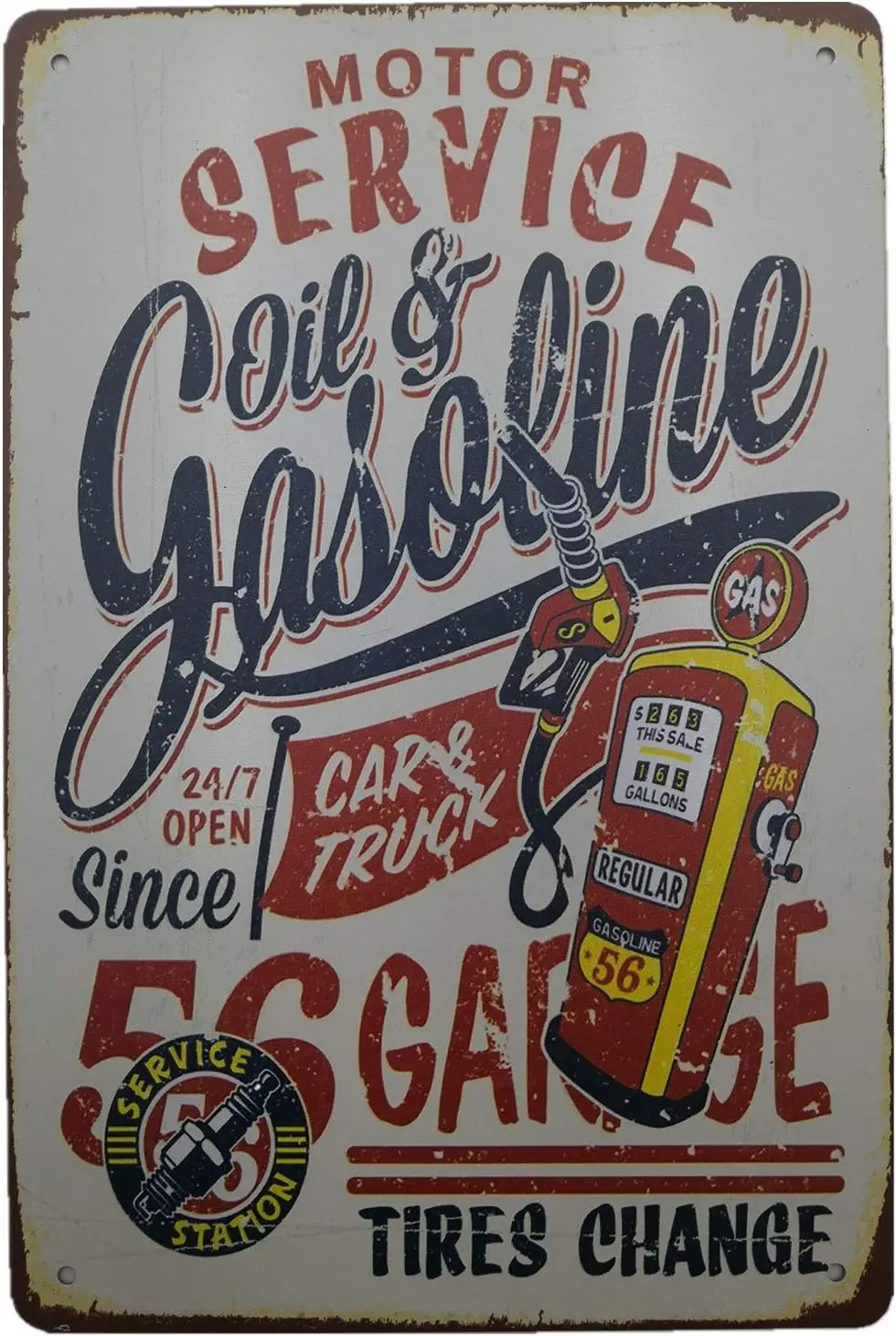 Metal Vintage Tin Sign Decor-Fuel Gas Station for Garage Bar Pub Shop Funny Retro Wall Art Sign