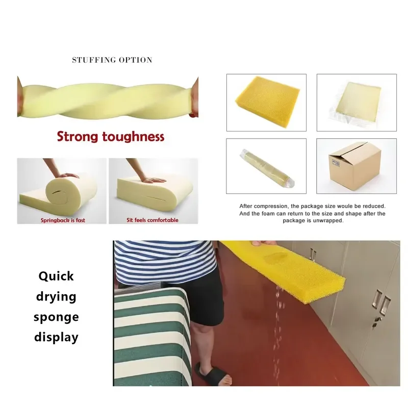 Custom Outdoor Waterproof Fabric Beach Chair Cushion Fast Drying Sponge Leisure Seat Pad for Patio Garden Furniture